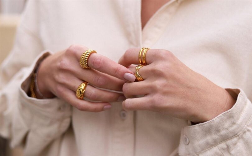 Wave ring 18ct gold plated verme